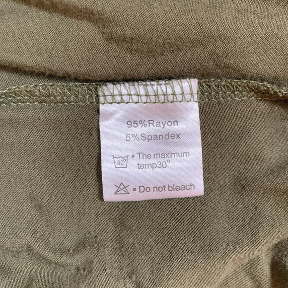 Women's Army Green Casual Loose Maxi Dress V-Neck Short Sleeve Pockets Size S - Picture 9 of 10